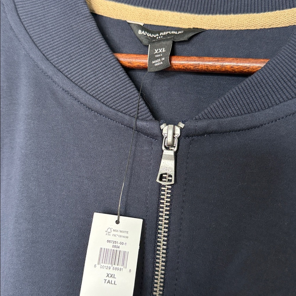 Banana Republic Luxe Touch Bomber Jacket Men’s 2XLT Navy Full Zip NWT - Picture 4 of 7